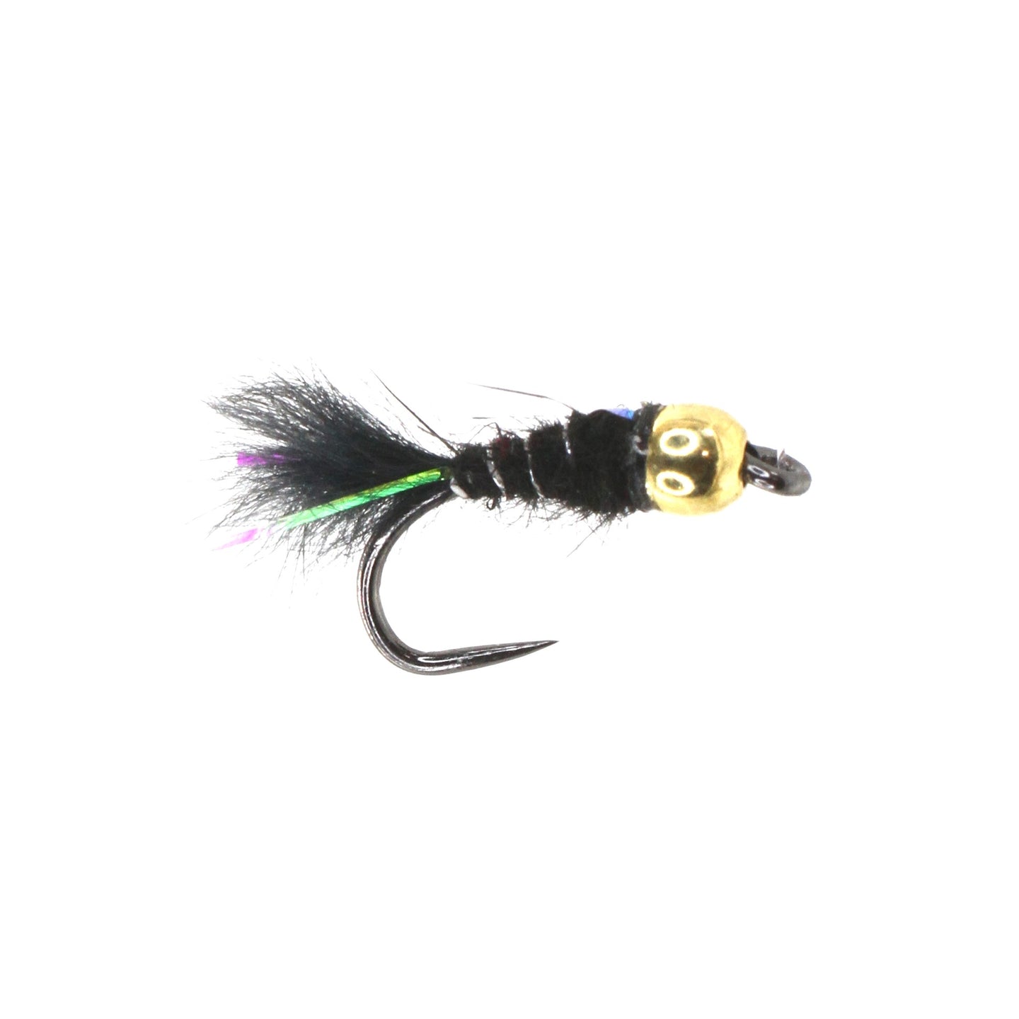 Beaded Gold Ribbed Hares Ear Black Barbless