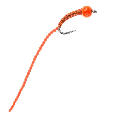 Barbless Holo Flexi Worm Bug - Orange Size 12