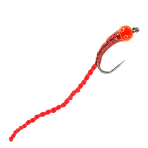 Barbless Holo Flexi Worm Bug - Red Size 12