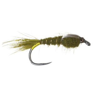 Gold Ribbed Hares Ear Olive Barbless (Weighted)