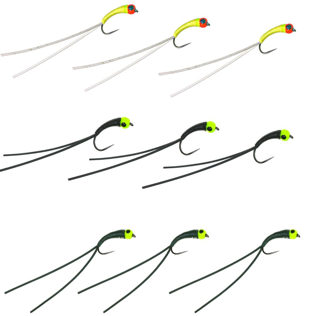 Puddle Flex Quick Buy - 3 Of Each Colour (9 Flies)