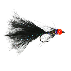 Tungsten River Streamer - Black Hot Head Barbless – Peaks Fly Fishing